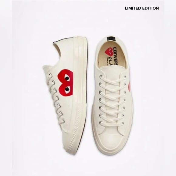 Converse Cream Sneakers with Red Heart Accents Converse Cream Sneakers with Red Heart Accent main image 2